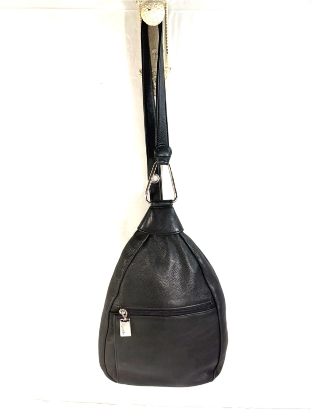 TIGNANELLO Black Leather Convertible Backpack Sling Bag vintage 90's